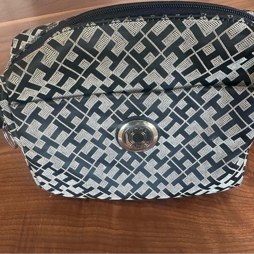 Tommy Hilfiger Black and Khaki Geometric Crossbody Bag